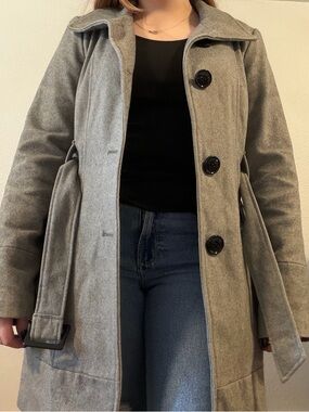 Steve Madden Gray Women's Trench Coat with Button Front